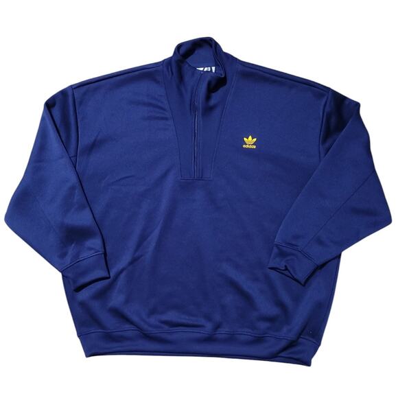 Adidas Originals Sweatshirt, Women's L-XL Blue, Adicolor Oversized Half Zip Crew - Picture 1 of 11